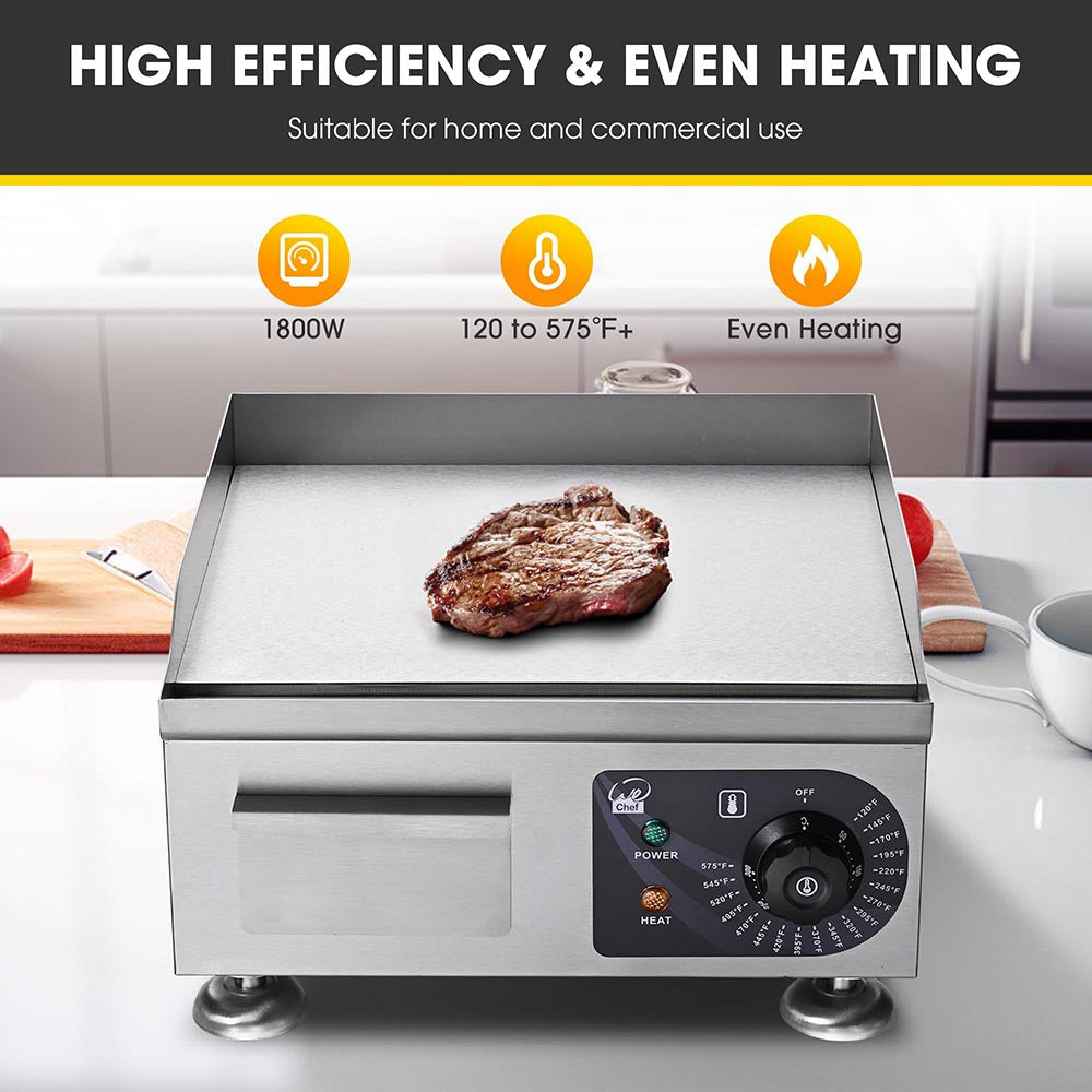 WeChef Griddle Electric Flat Top Grill 14 inch 1,500W 110V