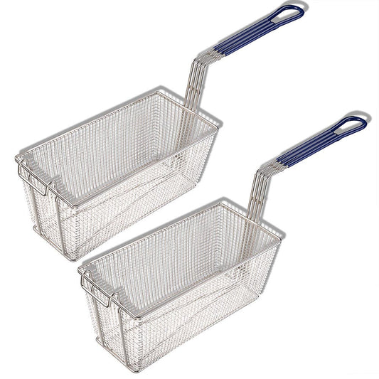 WeChef Commercial Deep Fryer Baskets 2ct/pk 13x6x6 Blue