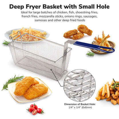 WeChef Commercial Deep Fryer Baskets 2ct/pk 13x6x6 Blue