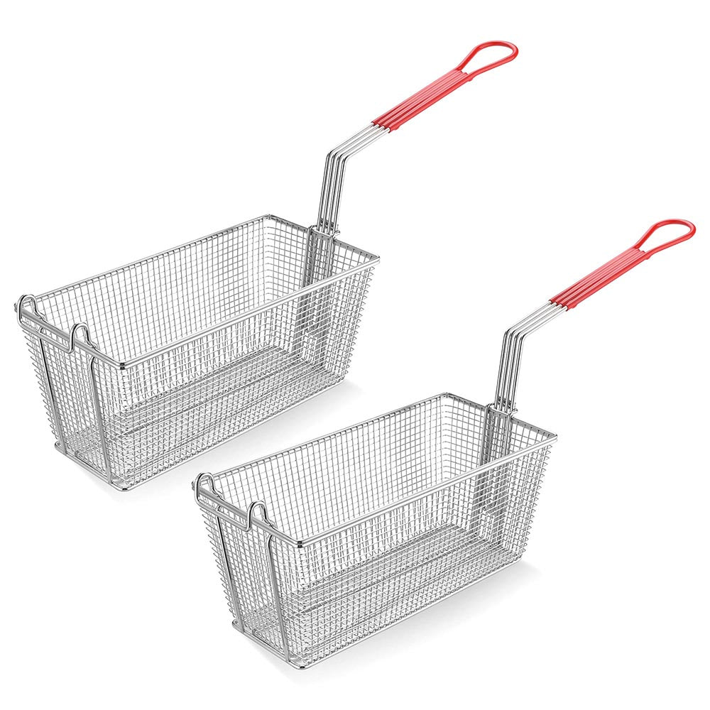 WeChef Commercial Deep Fryer Baskets 2ct/pk 13x6x6 Red