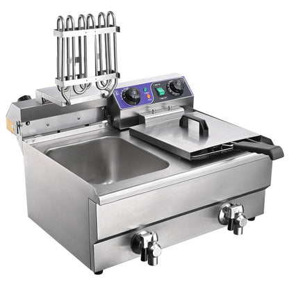 WeChef Commercial Deep Fryer with Drain 24L Dual Baskets 110V 3000W