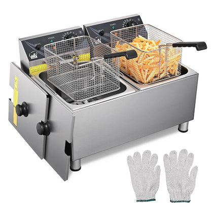 WeChef Commercial Deep Fryer 24L Dual Baskets 220V 7200W