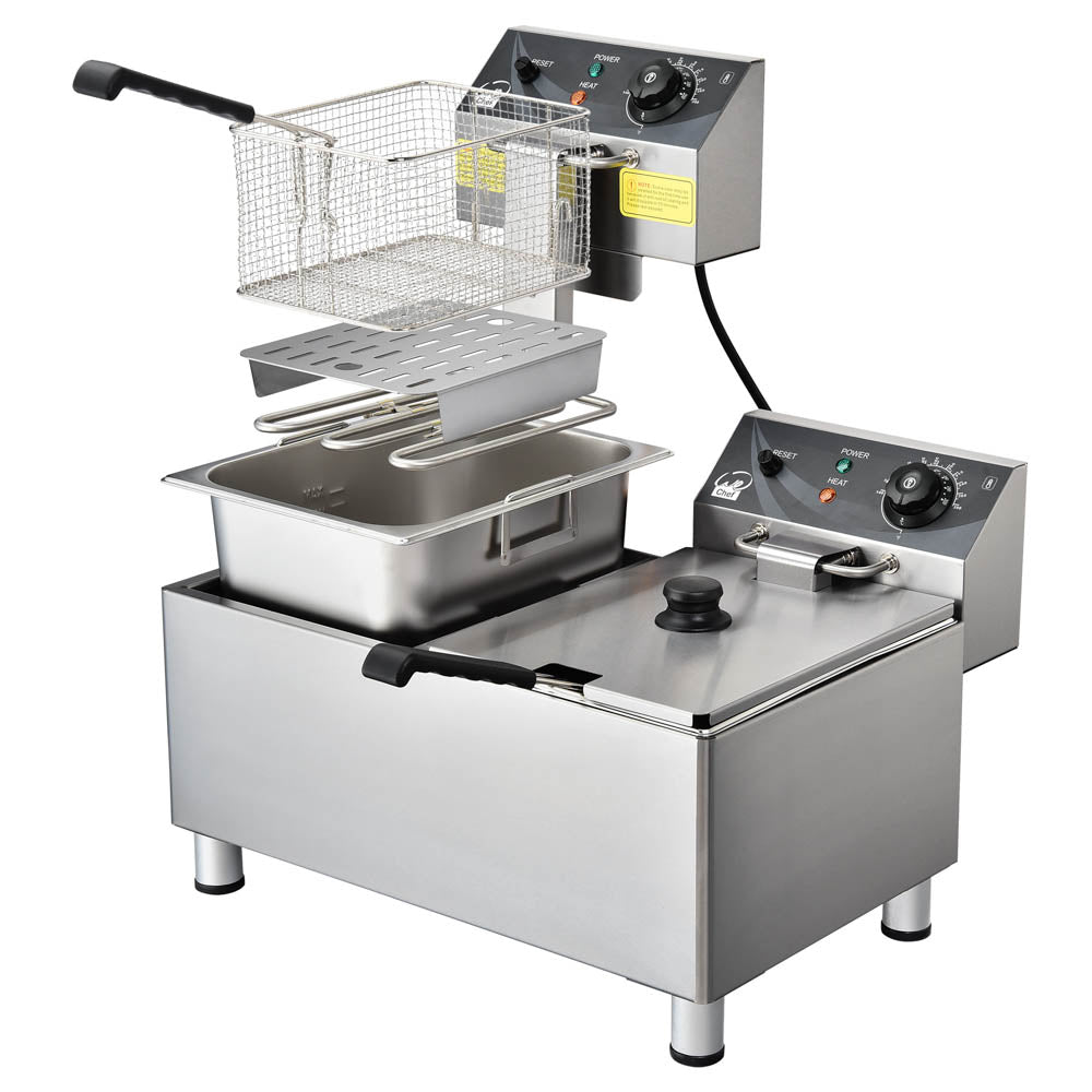 WeChef Commercial Deep Fryer 24L Dual Baskets 220V 7200W