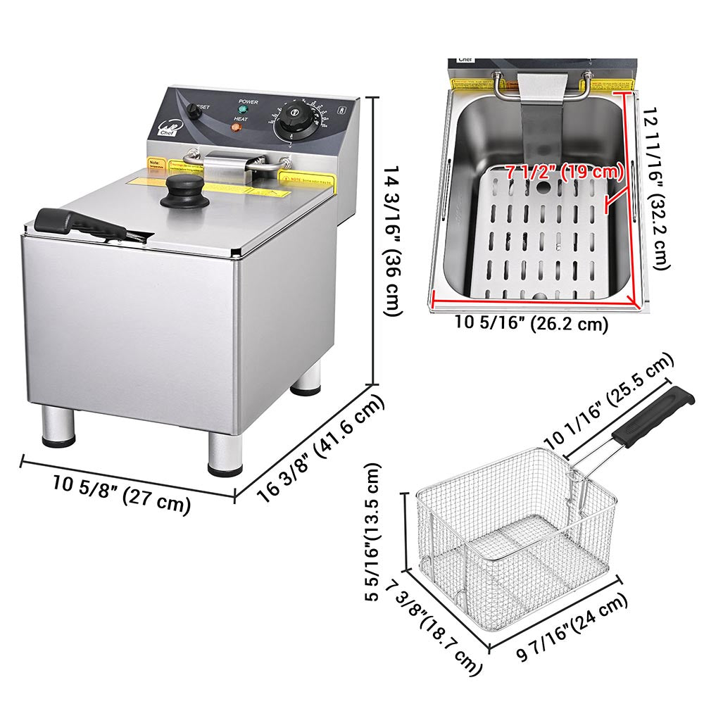 WeChef Commercial Deep Fryer 12L 110V 1800W