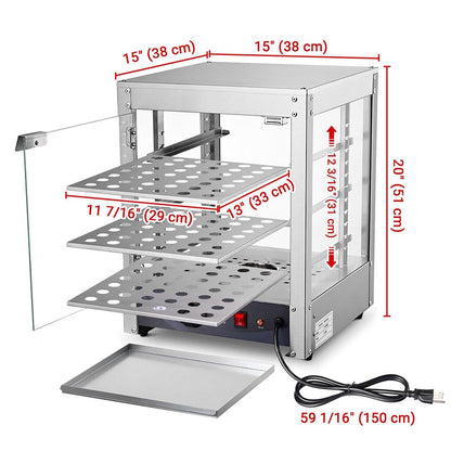 WeChef Commercial Pizza Food Warmer Countertop Display 3 Tier 15x15x20