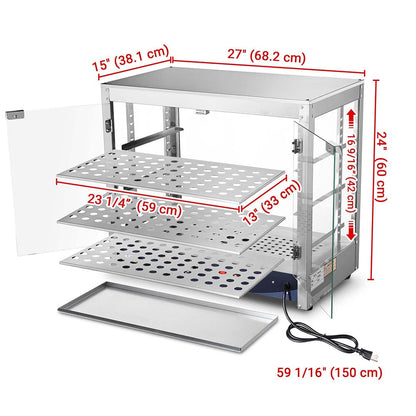 WeChef Commercial Pizza Food Warmer Countertop Display 3 Tier 27x15x24