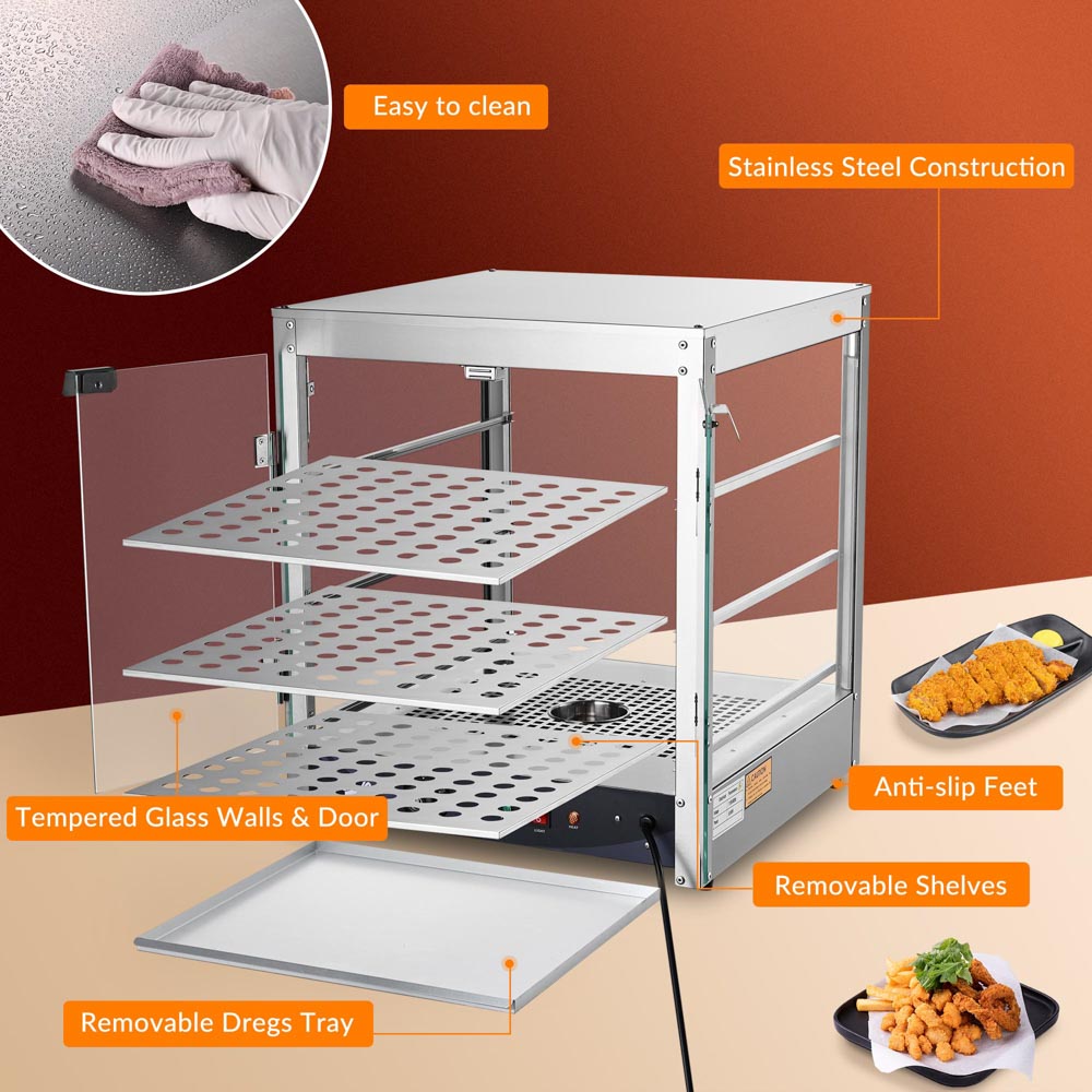 WeChef Commercial Pizza Food Warmer Countertop Food Display 3 Tier