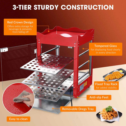 WeChef Commercial Pizza Food Warmer Countertop Food Display 3 Tier