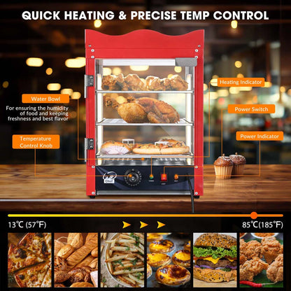 WeChef Commercial Pizza Food Warmer Countertop Food Display 3 Tier