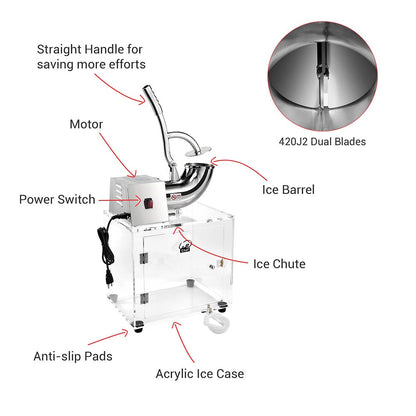 WeChef Commercial Shaved Ice Machine with Storage Box 32L 250W