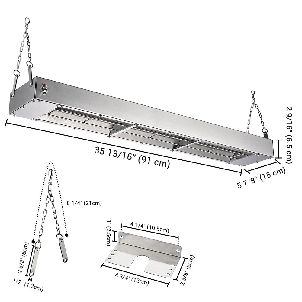 WeChef 36in Food Warmer Overhead Heater 1000W